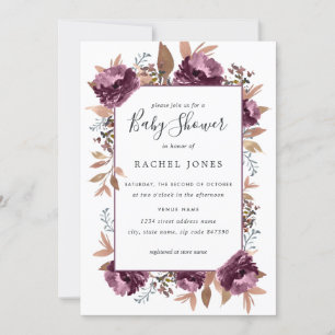 Invitation de baby shower aquarelle Fleur Violette