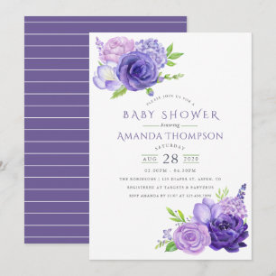 Invitation de baby shower aquarelle ultra violet f
