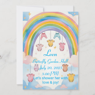 Invitation de Baby shower arc-en-ciel pour les fil