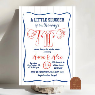 Invitation de baby shower au baseball dessinée à l