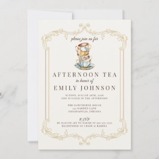 Invitation de Baby Shower au Thé de l'Après-midi