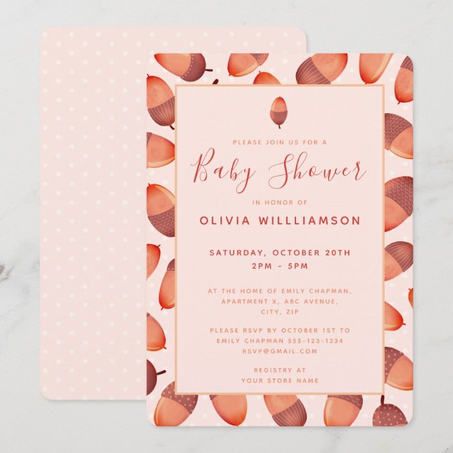 Invitation de Baby Shower Automnal Châtaigne d'Aut (Devant / Derrière)
