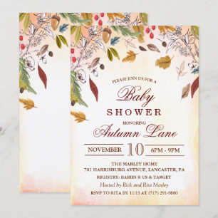 Invitation de Baby Shower aux feuilles d'automne r