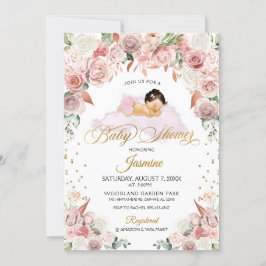 Invitation de Baby Shower avec bébé endormi et fle