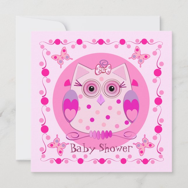 Invitation de Baby shower avec chouette Chouette (Devant)