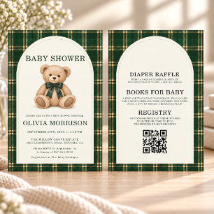 Invitation de baby shower avec code QR Ours à carr