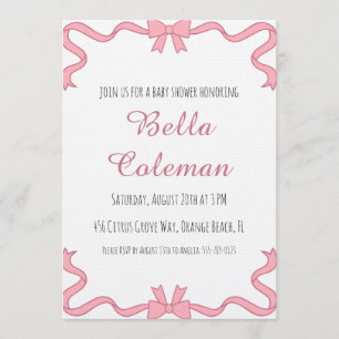 Invitation de baby shower avec un adorable nœud ro