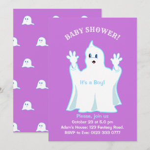 Invitation de Baby Shower avec un fantôme mignon