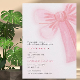 Invitation de baby shower avec un nœud aquarelle r