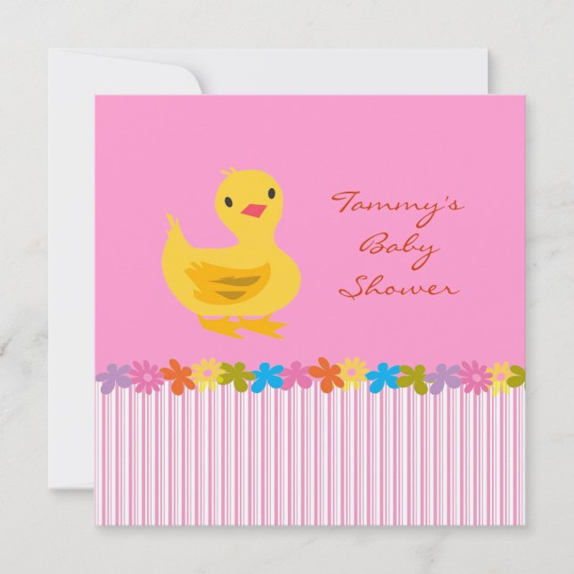 Invitation de Baby shower avec un petit canard (Devant)