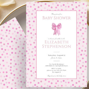 Invitation de baby shower avec un simple nœud rose