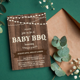 Invitation de Baby shower BBQ de charme rustique