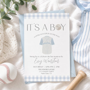 Invitation de baby shower Bébé bleu baseball Oh, g