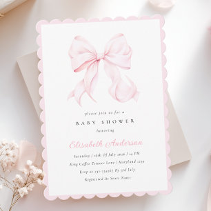 Invitation de baby shower bébé fille à ruban rose