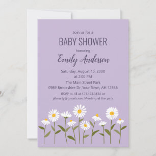 Invitation de baby shower bébé mignon daisy en vio