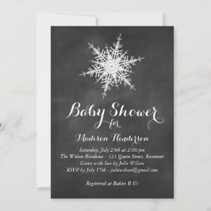 Invitation de Baby shower blanc Snowflake sur Chal