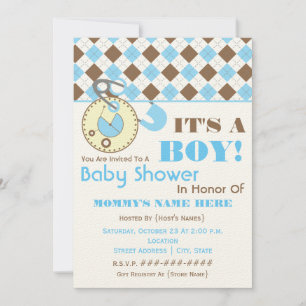 Invitation de Baby shower - Bleu de pinceau et Jac