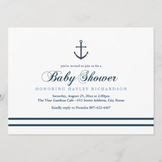 Invitation de Baby Shower Bleu et Blanc sur le thè