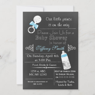 Invitation de Baby shower bleu tableau de bord