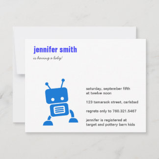 Invitation de Baby shower Blue Baby Robot