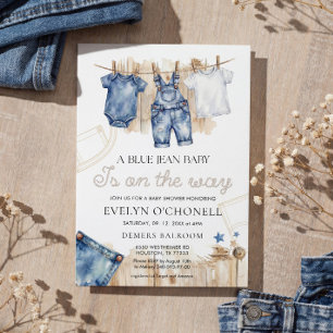 Invitation de Baby Shower Blue Jean