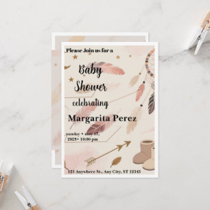 Invitation de Baby Shower Bohème