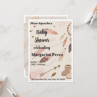 Invitation de Baby Shower Bohème