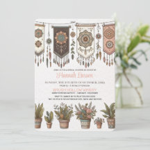 Invitation de Baby Shower Bohème avec Guirlande
