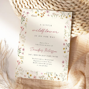 Invitation de Baby Shower Bohème Fleur Sauvage