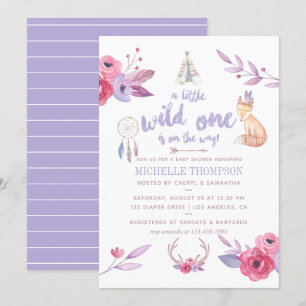 Invitation de Baby Shower bohème tribale aquarelle