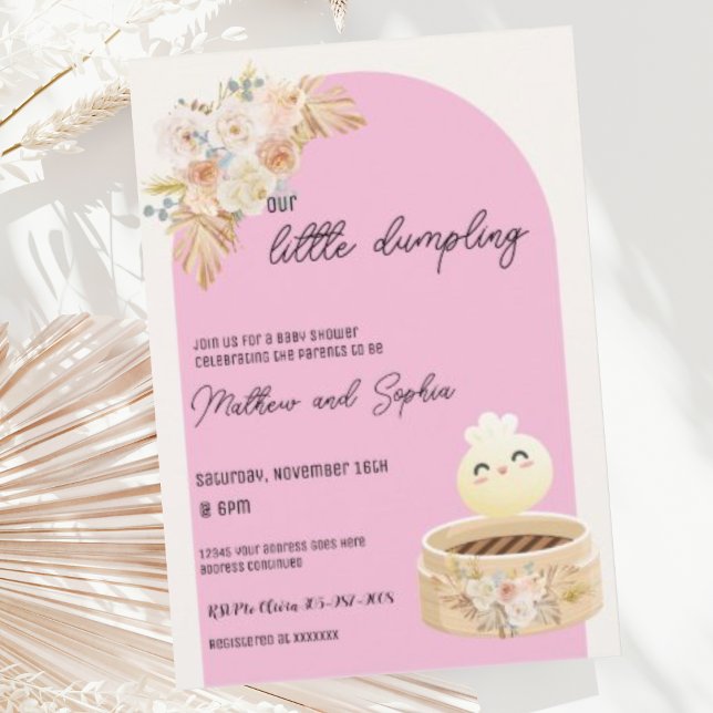 Invitation de Baby shower Boho Rose Little Dumplin (Créateur téléchargé)