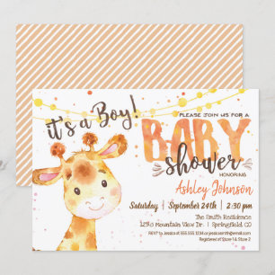 Invitation de Baby shower Boy Giraffe