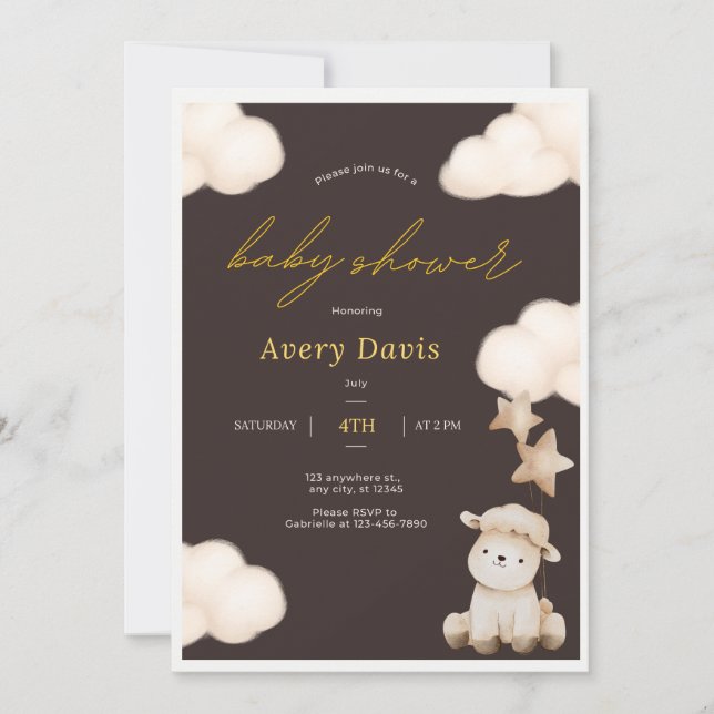 Invitation de Baby shower Brown, Invitation de mod (Devant)