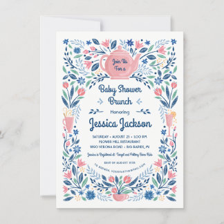 Invitation de baby shower brunch charmante rose