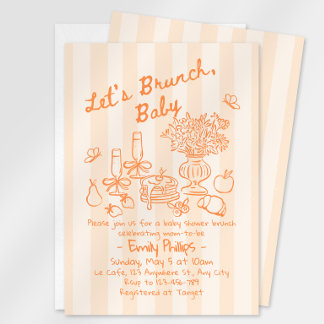 Invitation de Baby Shower Brunch | Rayures orange
