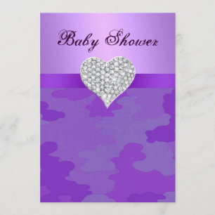 Invitation de Baby shower cardiaque de Camo Diamon