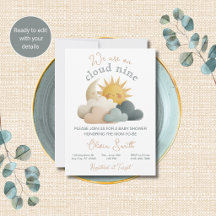 Invitation de Baby Shower Céleste Cloud Nine