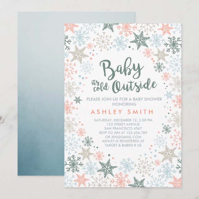 Invitation de baby shower c'est les flocons de (Devant / Derrière)