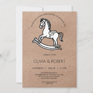 Invitation de Baby Shower Cheval à Bascule en Papi