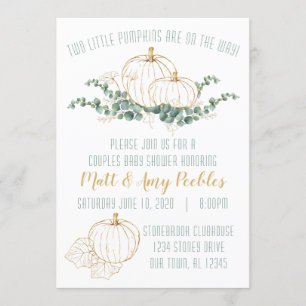 Invitation de Baby shower Citrouille Gold TWIN