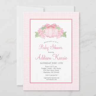 Invitation de Baby shower Citrouille rose En vichy