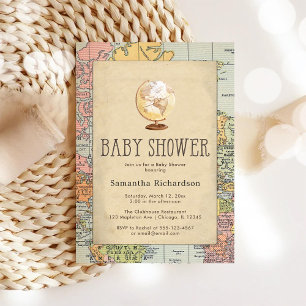 Invitation de Baby Shower Classique Voyage Monde