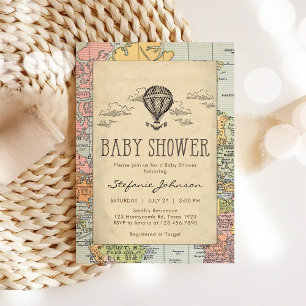 Invitation de Baby Shower Classique Voyage Monde