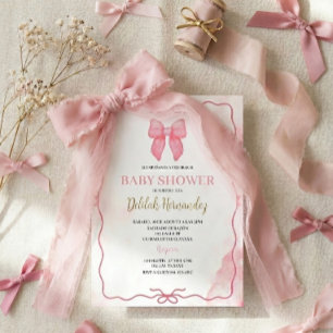Invitation de baby shower coquette rose pastel esp