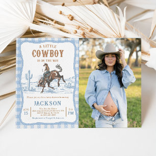 Invitation de baby shower Cowboy Western Bleu 