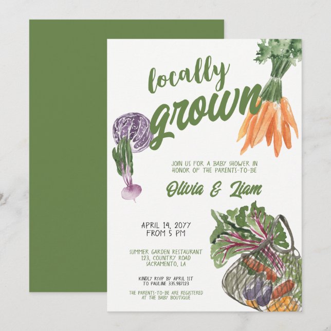 Invitation de Baby shower cultivée localement (Devant / Derrière)