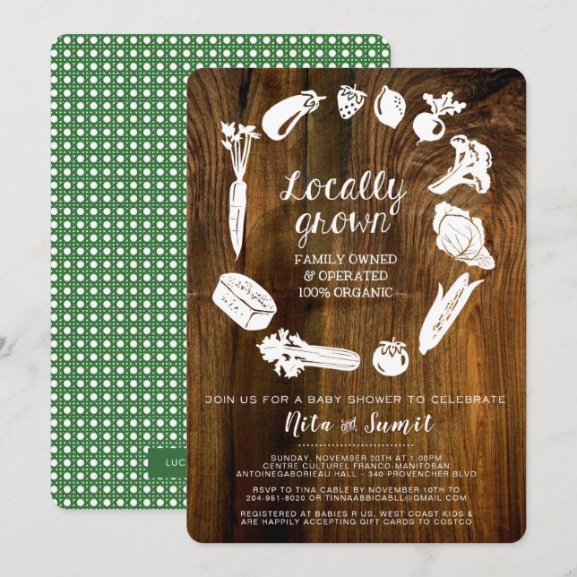 Invitation de Baby shower cultivée localement (Devant / Derrière)