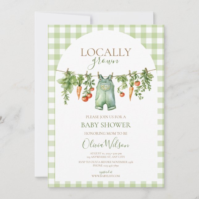 Invitation de Baby shower cultivée localement (Devant)