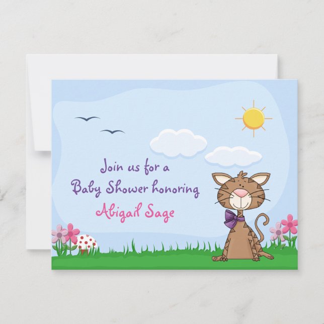 Invitation de Baby shower Cute Kitty Cat personnal (Devant)