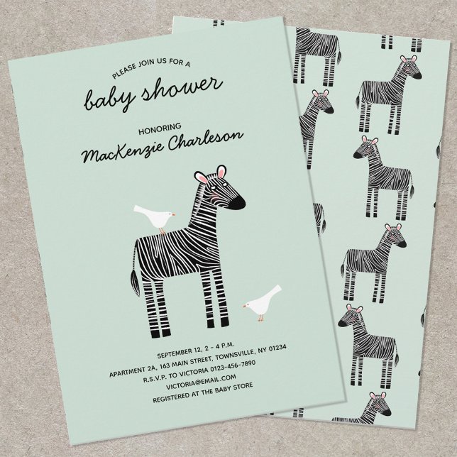 Invitation de Baby shower Cute Zebra (Créateur téléchargé)